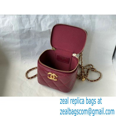 chanel Calfskin  &  Gold-Tone Metal BURGUNDY SMALL VANITY WITH CHAIN ap2292